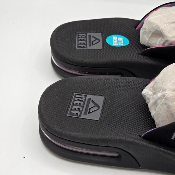 REEF “Fanning” Women’s Flip-Flop Sandal & Sole Bottle Opener (Black/Pink) - Sz 7 - Picture 7 of 9